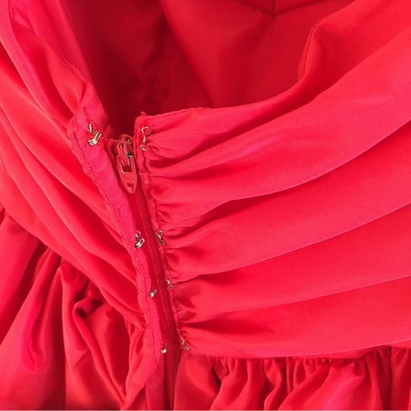 Vintage Mike Benet Formals Red Taffeta Strapless Gown Small Rhinestones - Picture 8 of 10